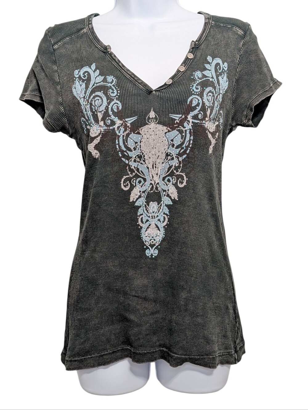 Womens Size Medium T Shirt Mall Goth Fairy Grunge Mcbling Y2K Acid Distressed